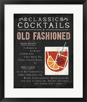 Framed Classic Cocktail Old Fashioned Print