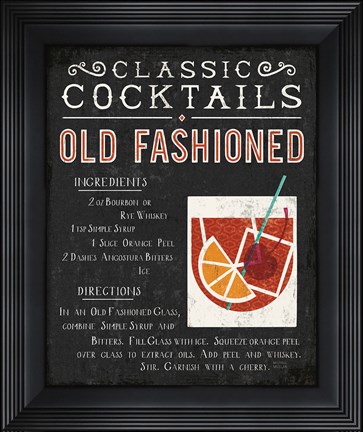 Framed Classic Cocktail Old Fashioned Print