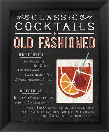 Framed Classic Cocktail Old Fashioned Print