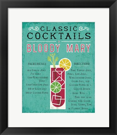 Framed Classic Cocktail Bloody Mary Print