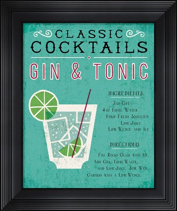 Framed Classic Cocktail Gin and Tonic Print