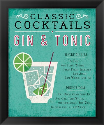 Framed Classic Cocktail Gin and Tonic Print