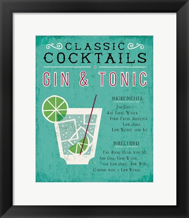 Framed Classic Cocktail Gin and Tonic Print