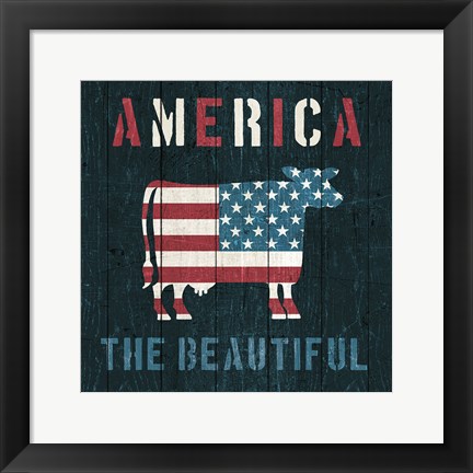 Framed American Farm Cow Print