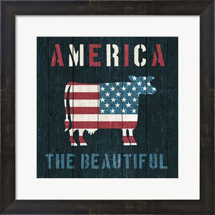 Framed American Farm Cow Print