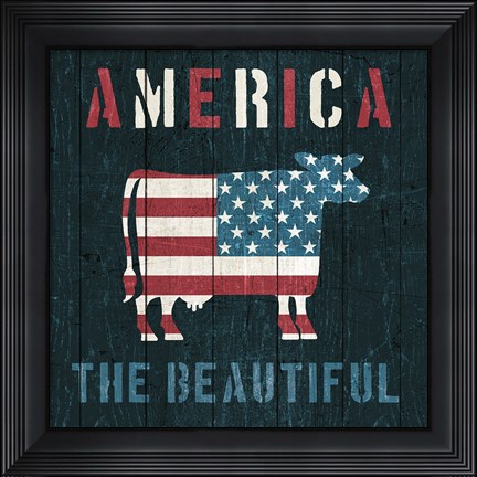 Framed American Farm Cow Print