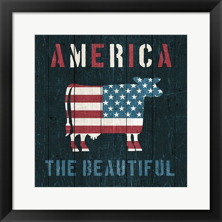 Framed American Farm Cow Print