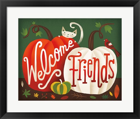 Framed Harvest Time Welcome Friends Print