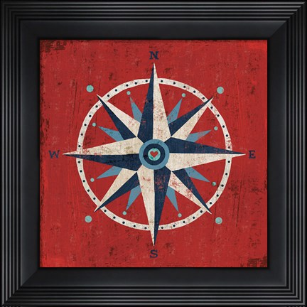 Framed Nautical Love Compass Print