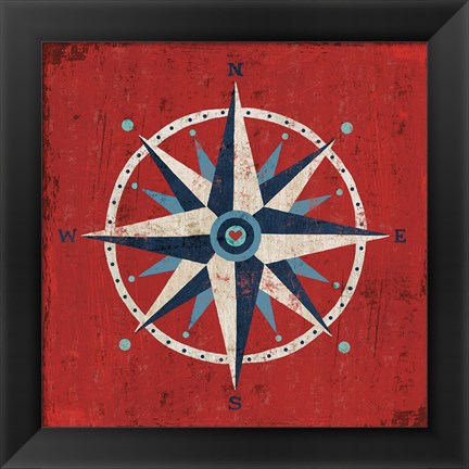 Framed Nautical Love Compass Print