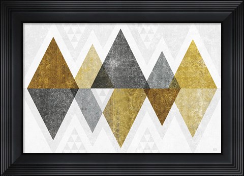 Framed Mod Triangles II Gold Print