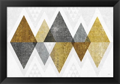 Framed Mod Triangles II Gold Print