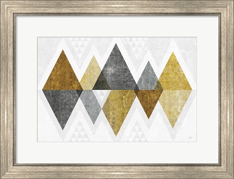 Framed Mod Triangles II Gold Print