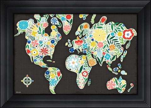 Framed Floral World Black Print