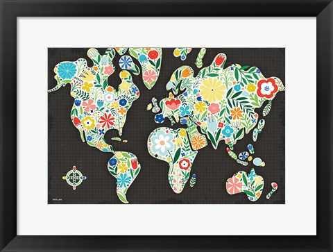 Framed Floral World Black Print