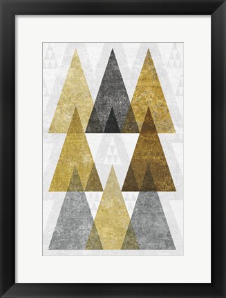 Framed Mod Triangles IV Gold Print