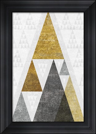 Framed Mod Triangles III Gold Print