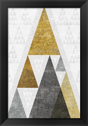 Framed Mod Triangles III Gold Print