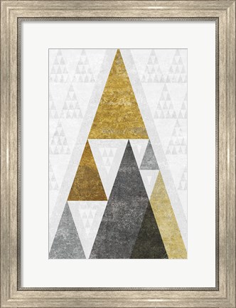 Framed Mod Triangles III Gold Print