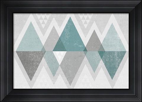 Framed Mod Triangles II Grey Print