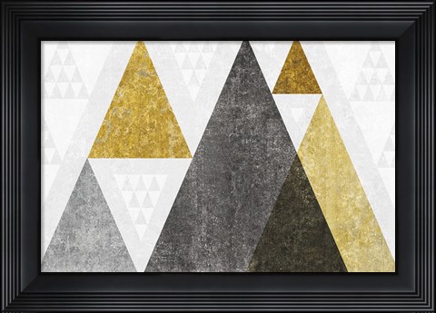 Framed Mod Triangles I Gold Print