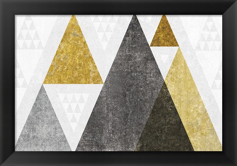 Framed Mod Triangles I Gold Print