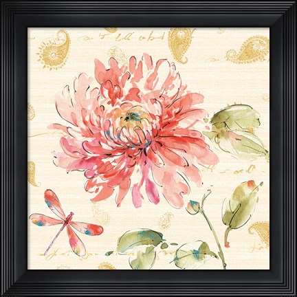 Framed Happy Gypsy III Gold Paisley Print