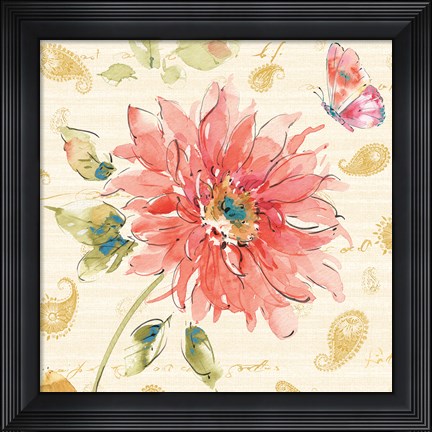 Framed Happy Gypsy II Gold Paisley Print