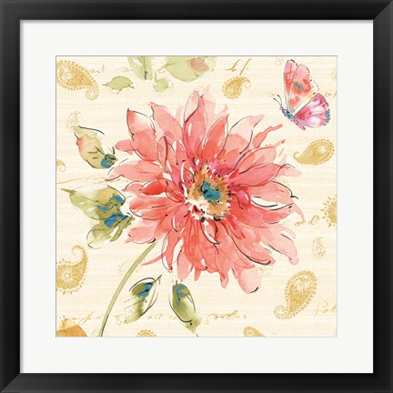 Framed Happy Gypsy II Gold Paisley Print