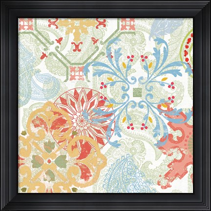 Framed Crimson Stamps II Spring Print