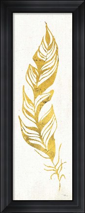 Framed Gold Water Feather I Print