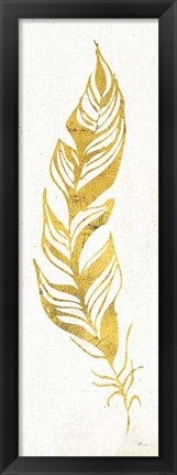 Framed Gold Water Feather I Print