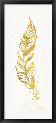 Framed Gold Water Feather I Print