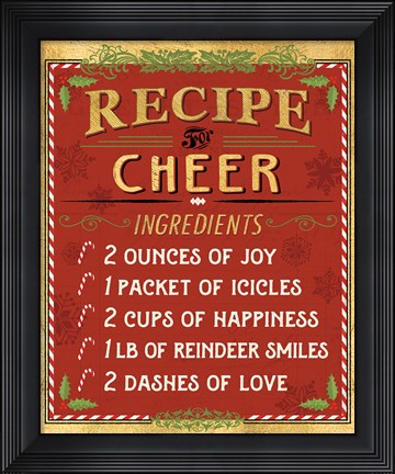 Framed Holiday Recipe I Gold and Red Print