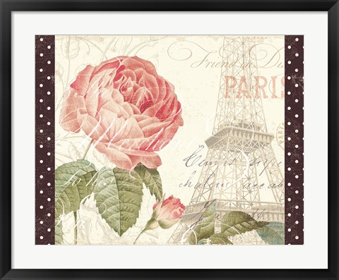 Framed La Vie En Rose I with Border Print