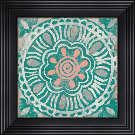 Framed Ocean Tale Tile VI Coral Print