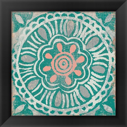 Framed Ocean Tale Tile VI Coral Print