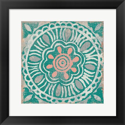 Framed Ocean Tale Tile VI Coral Print