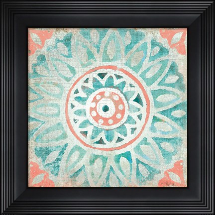 Framed Ocean Tales Tile VII Coral Print