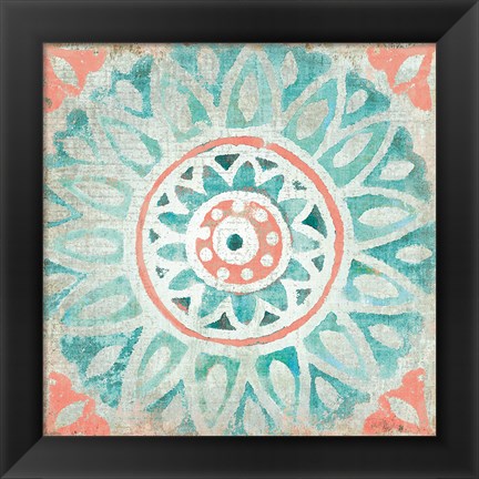 Framed Ocean Tales Tile VII Coral Print