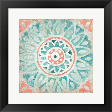 Framed Ocean Tales Tile VII Coral Print