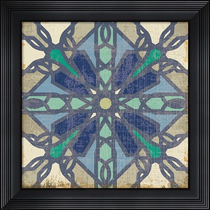 Framed Santorini Tile IV Print