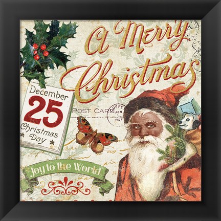 Framed Vintage Christmas II Santa Print