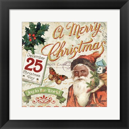 Framed Vintage Christmas II Santa Print