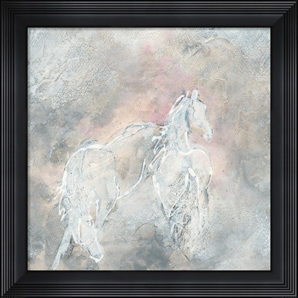 Framed Blush Horses II Print