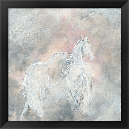 Framed Blush Horses II Print