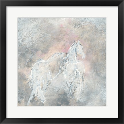 Framed Blush Horses II Print