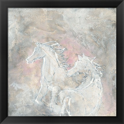 Framed Blush Horses I Print