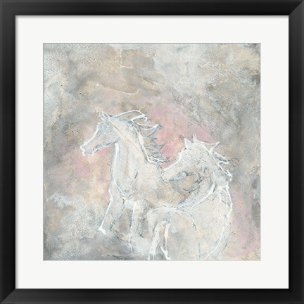 Framed Blush Horses I Print