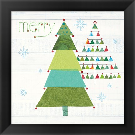 Framed Christmas Patchwork I Print